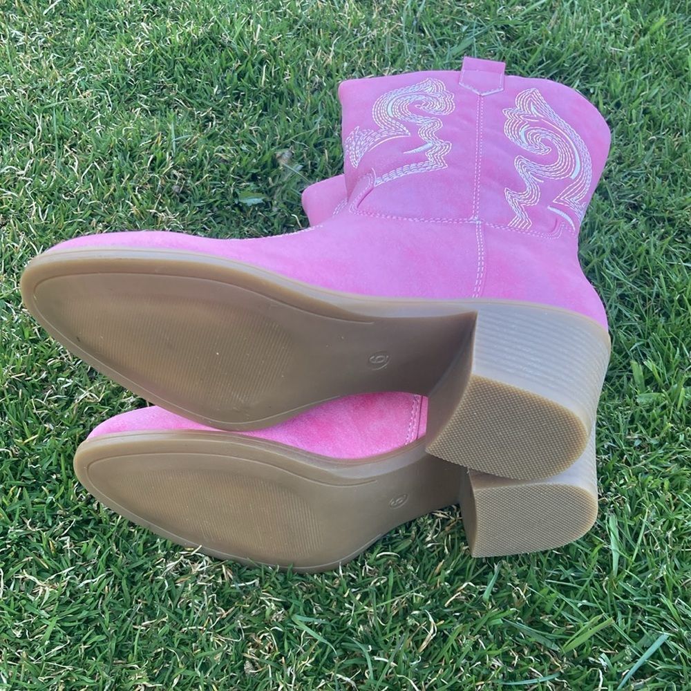 Women's Mid Calf The Western Cowgirl Boots Chunky Low Heel - Picture 7 of 16